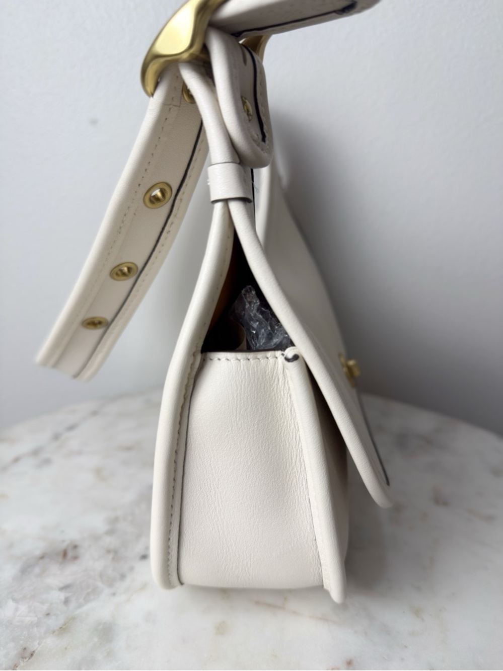 Coach Originals Cashin Carry Crescent Bag Leather Chalk Brass CY923 NWOT - Picture 9 of 14
